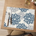 thumbnail image 2 of Sm:)e Floral Vinyl Placemats Set of 4, Heat Resistant Non-Slip Place mats for Dining Table, Washable Durable PVC Vinyl Woven Table Mats, Blue Grey, 2 of 7