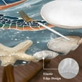 thumbnail image 4 of Sea Turtle Round Fitted Table Cover Coral Starfish Coral Marine Life Waterproof Table Cloth with Elastic Edge Wipeable Tablecloth for Picnic Camping Party Fits 36"-44" Diameter, 4 of 8