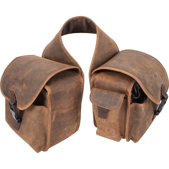 Cashel Rear Saddle Bag - Distressed Leather Contoured Design