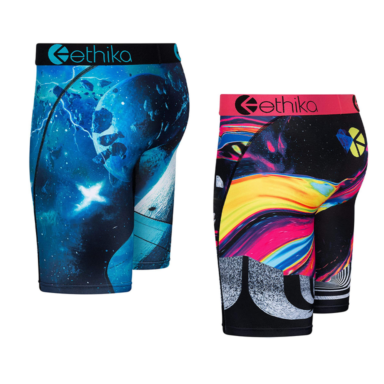 Ethika Mens Staple Boxer Briefs | 2-Pack Ayy Wool/Space Trippin - S