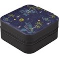 thumbnail image 3 of Coolnut PU Leather Jewelry Box, Cococnut Tree Palm Leaf Blue Travel Jewelry Case Portable Jewelry Organizer for Rings Earrings Necklaces Bracelets Storage Holder Boxes for Women Girls, 3 of 7