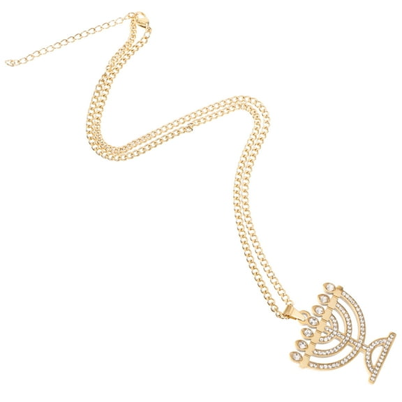 SEWCHICS Menorah Necklace Golden Stainless Steel 1Pcs 12.3X1.3X0.2In