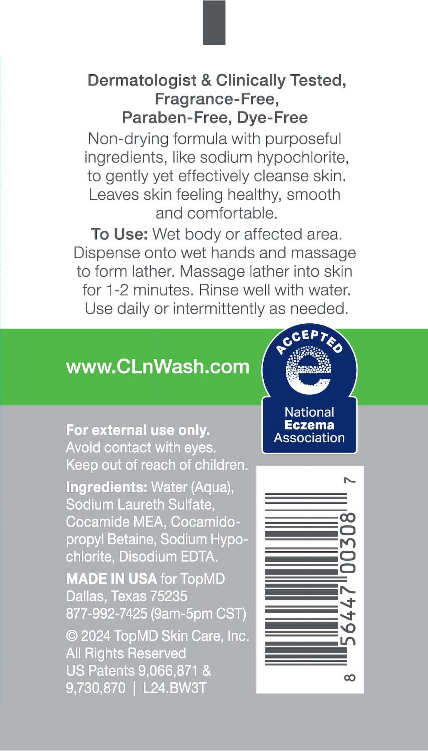 CLn® BodyWash –Non-Drying Body Wash, For Compromised Skin Prone to Eczema, Dermatitis, Rash & Hidradenitis Suppurativa, Fragrance-Free & Paraben-Free, 3 fl. oz.