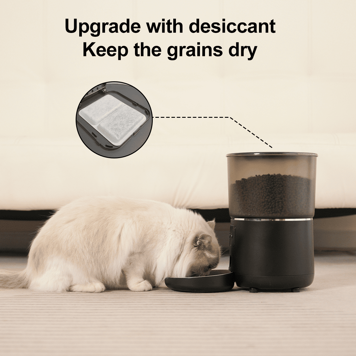 NPET TUYA APP Remote Control Automatic Cat Feeders with Camera, 135oz/4L Clog-Free Automatic Dog Feeder with Stainless Steel Bowl, Anti-bite Cable for Cats, Small & Medium Dogs(Black)