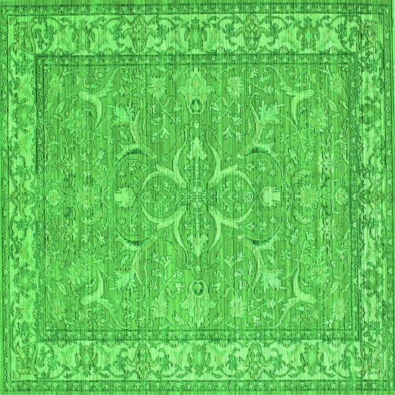 Ahgly Company Indoor Square Abstract Green Contemporary Area Rugs, 4' Square
