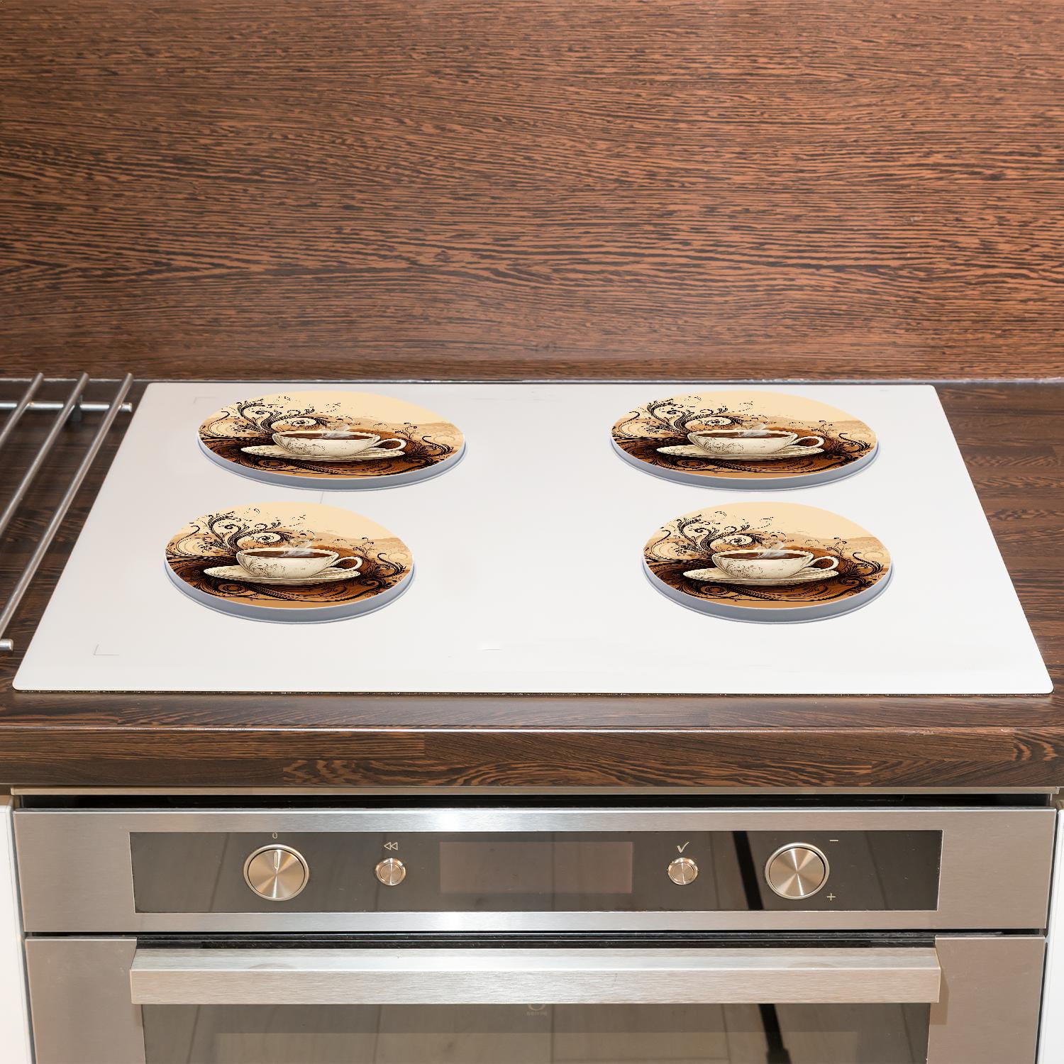 Decorative Stove Burner Covers 4 Pcs Metal Gas Stove Burner Cover 8Inch And 10Inch ,Coffee Bean Coffee creative