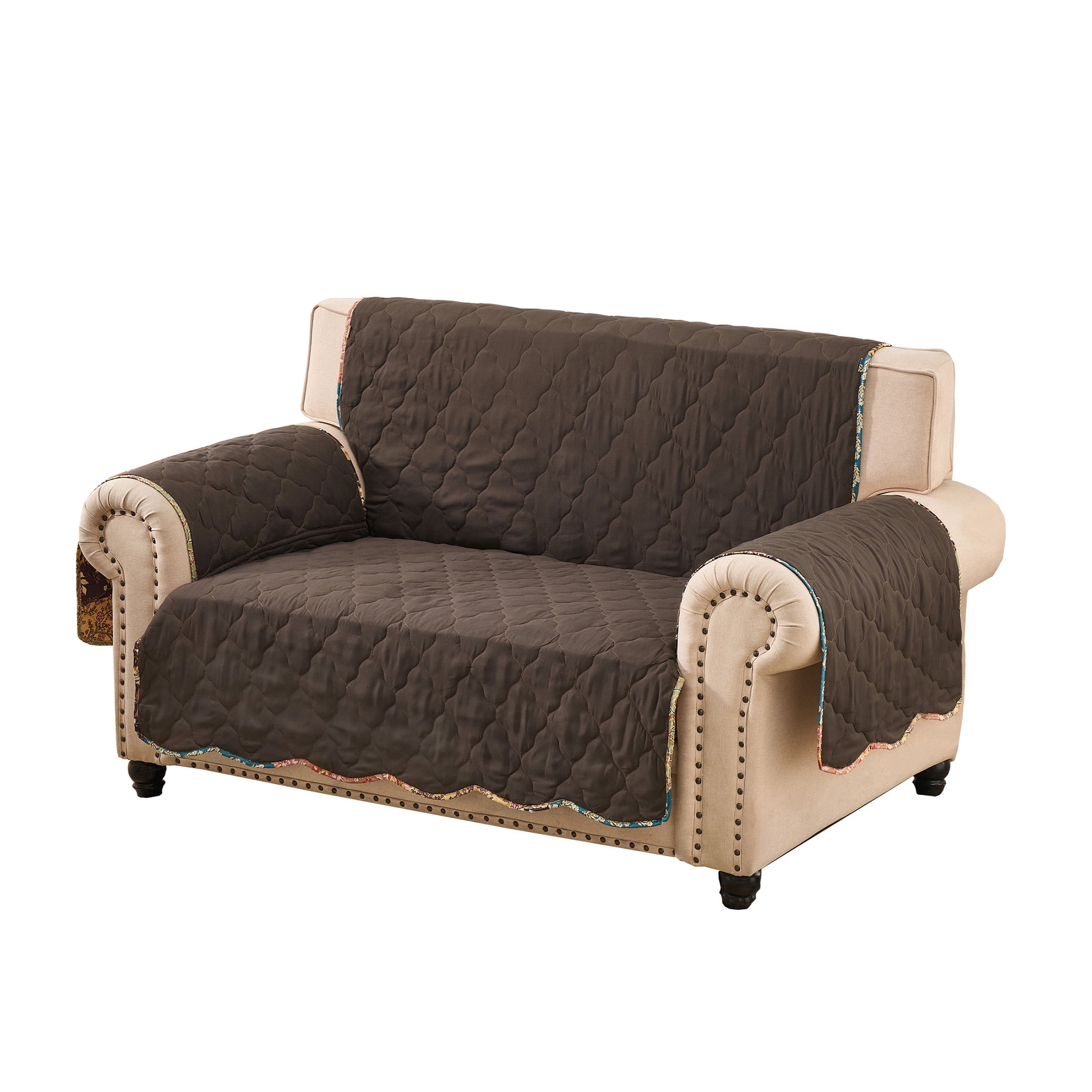 Greenland Home Fashions Hazel Floral Patchwork Print Reversible Slipcover/Furniture Protector, Loveseat