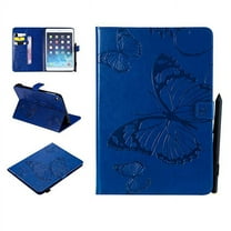 iPad Mini Case, Mini 2/3/4 Case, Allytech Embossed with Butterfly Series AUTO WAKE/SLEEP Folio Stand Wallet Case with Cards/Cash Holder for iPad Mini 1/ iPad Mini 2/ iPad Mini 3/ iPad Mini 4, Blue