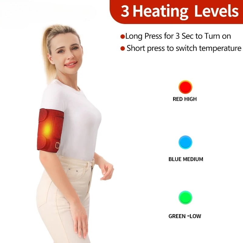 Heating Pad Arm Heated Wrap Brace for Wrist Elbow Arm Knee Ankle Leg 3 Heat Settings Cordless Wireless Timer USB Powered Winter