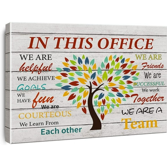 Inspirational Quote Office Canvas Wall Art in This Office We are a Team Canvas Prints Framed Rustic Paintings Artwork Office Wall Decor 15x12 Inches