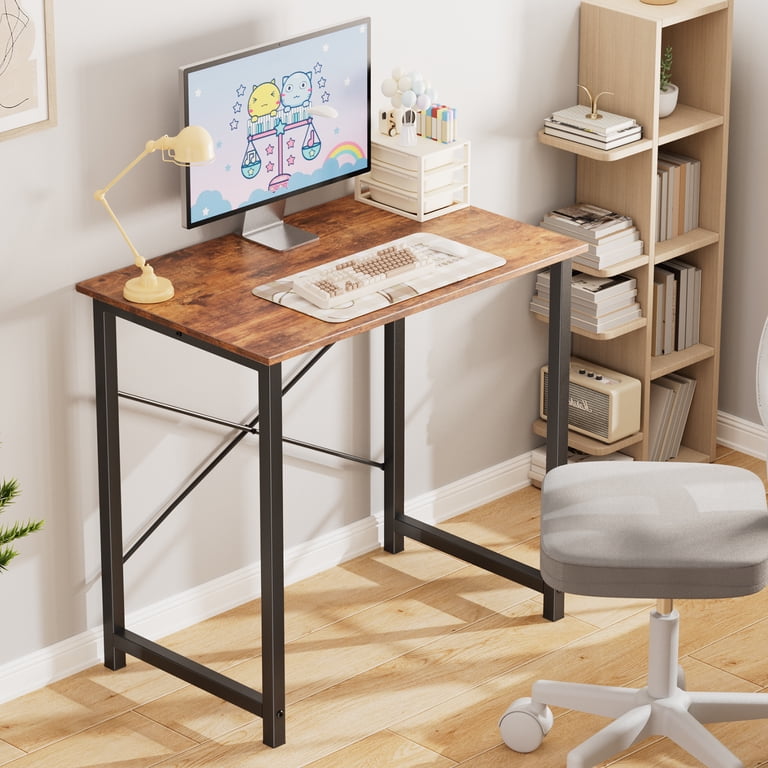 EDX Modern Simple Computer Desk with Storage, Rust photo 5