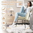 thumbnail image 3 of Nursery Rocking Chair, Upholstered Chenille Glider Rocker Chair, Modern Armchair With Wood Legs, Indoor Comfy Accent Chair Nursing Chairs Holds Up to 350 LBS for Living Room, Bedroom, Beige, 3 of 7