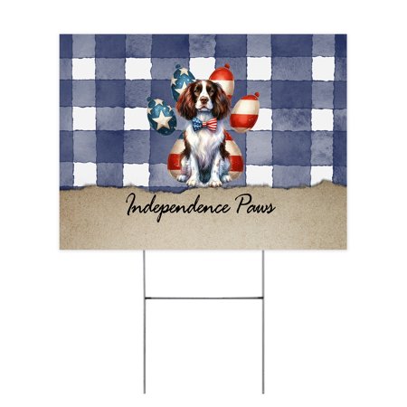 Patriotic English Springer Spaniel 4th of July Independence Paws Yard Sign Springers Dog Lover Gifts Outdoor Home Lawn Garden Porch Decor - 02010