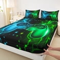 thumbnail image 3 of Homewish Modern Video Game Queen Sheet Sets,Kids Gamepad Controller Flat Sheet,Gradient Blue Green Queen Fitted Sheet For Boy,4-Piece, 3 of 7