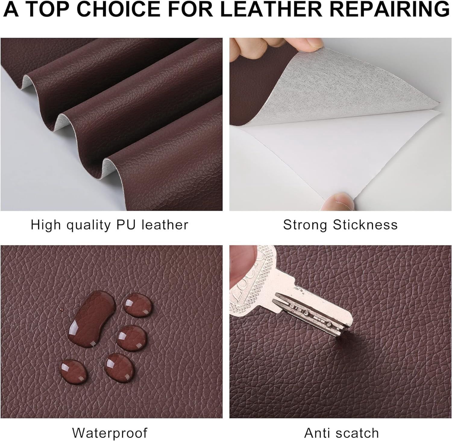 Leather Repair Patch for Furniture, 4" x 78" Self Adhesive Leather Repair Kit Vinyl Repair Tape for Car Seat Sofa Jackets Couches Chair Black