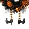 thumbnail image 6 of Northlight Witch and Pumpkins Glittered Artificial Halloween Wreath - 24" - Unlit, 6 of 11