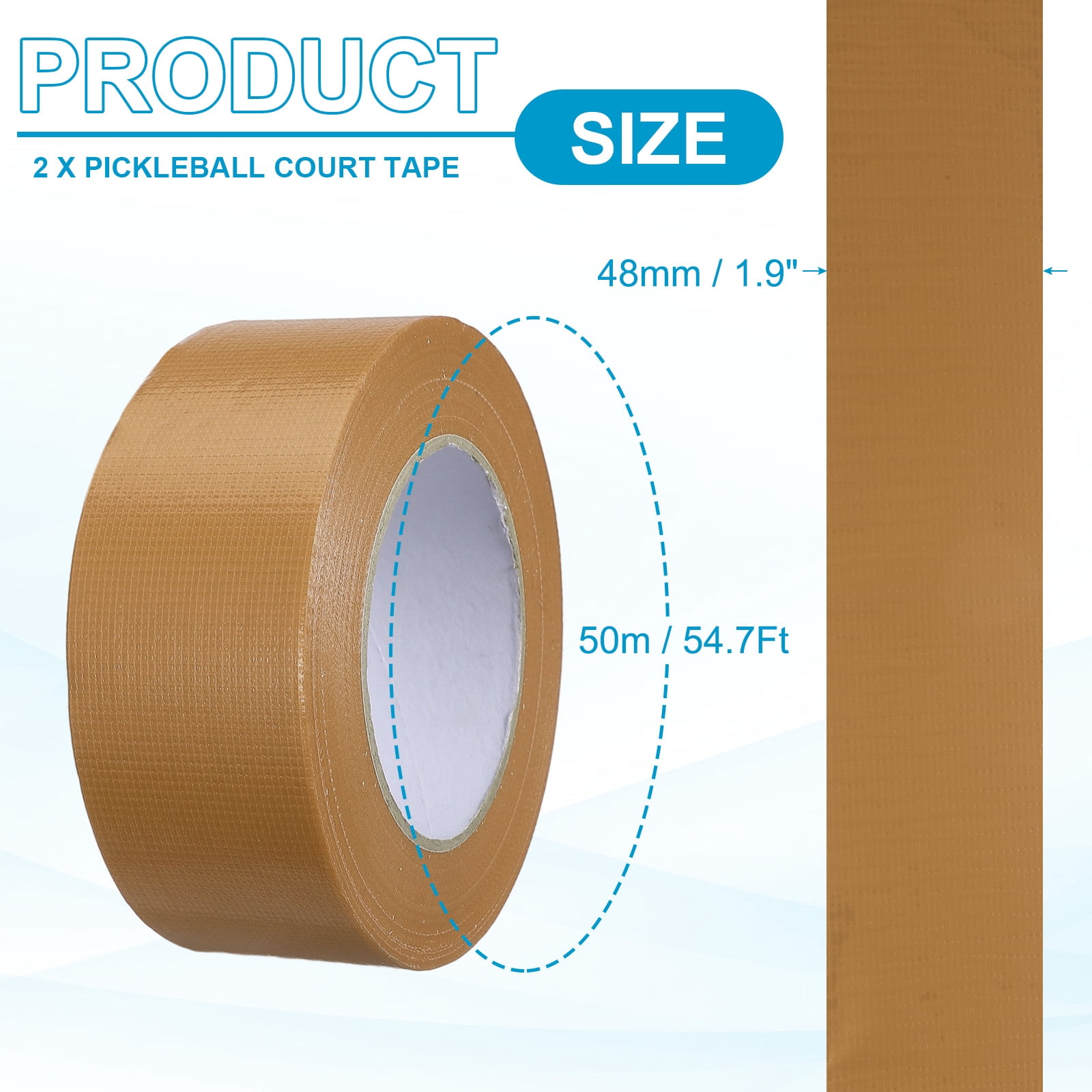 Pickleball Court Tape, Waterproof Court Line Tape for Cables Photography Brown 2 in x 55 Yard