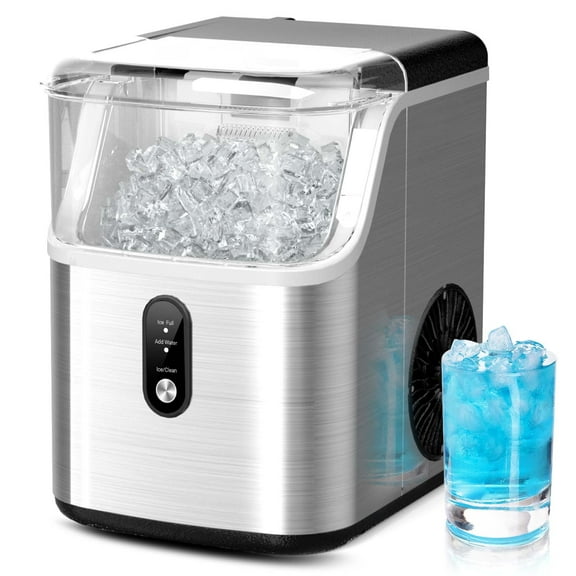 Nugget Ice Makers Countertop, Pebble Ice Maker Machine with 40lbs/24H Soft Ice, Self-Cleaning Ice Maker with Ice Scoop
