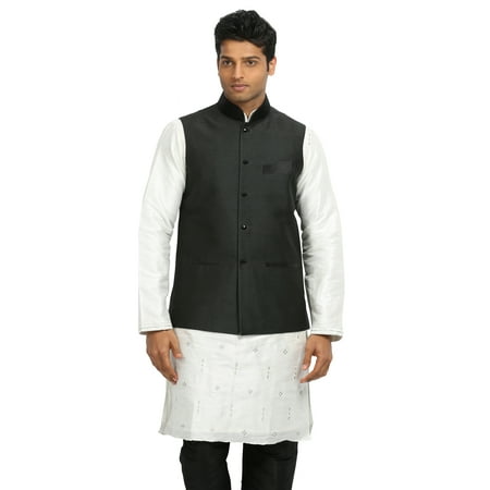 Black printed nehru jacket hot sale