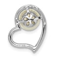 thumbnail image 3 of Sterling Silver Rhod-plated CZ Heart & Imitation Shell Pearl Chain Slide QP5351, 3 of 4