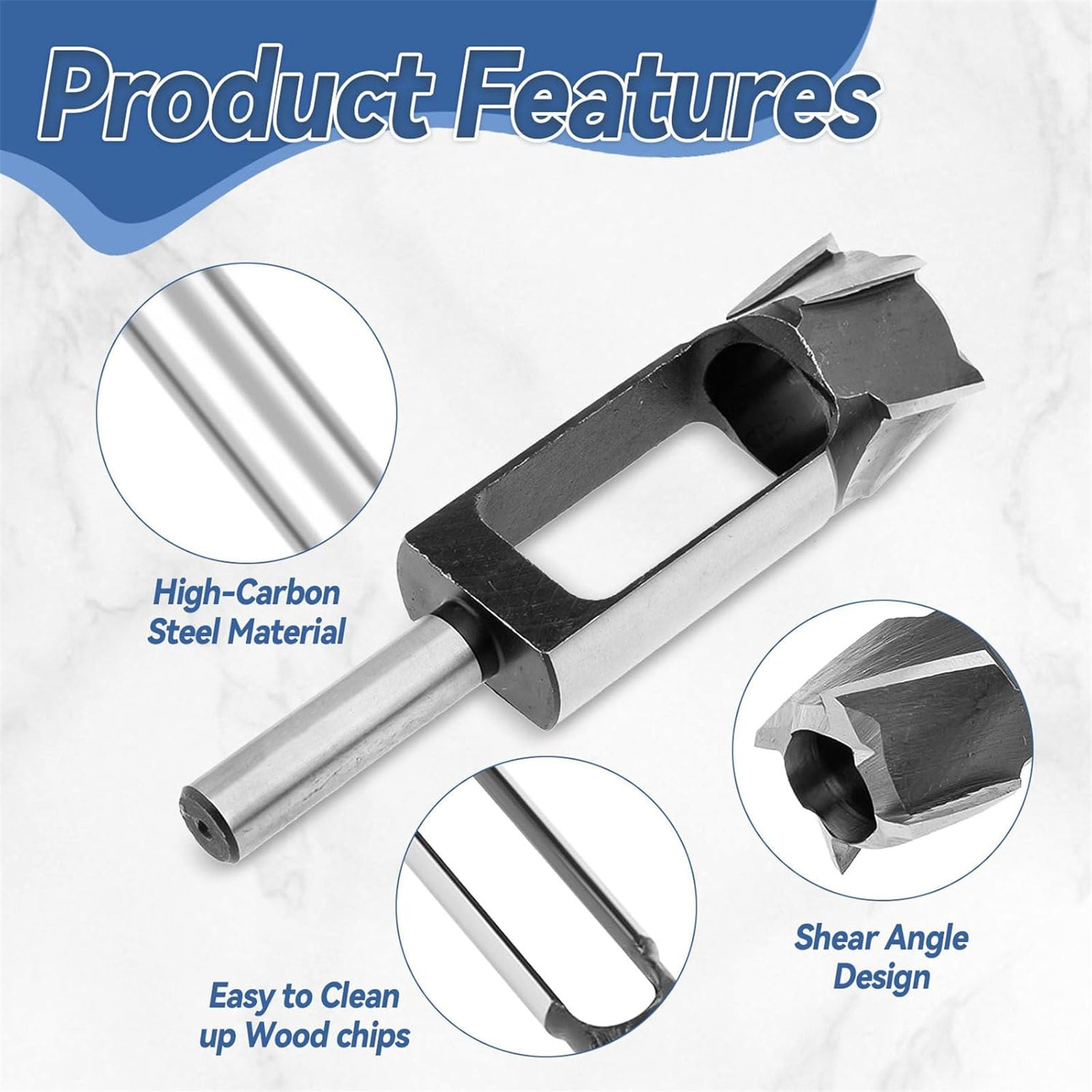 Wood Drill Bit Set - 8/10/12/15mm, Tenon Dowel Cutter, High Carbon Steel, 13mm Shank, For Woodworking & Furniture Making Silver 20mm