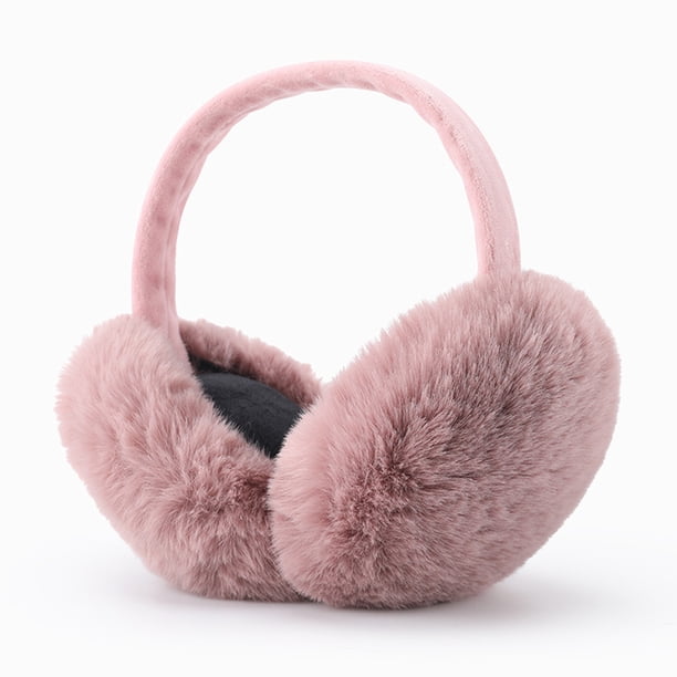 Sonducket Orejeras plegables, orejeras a la moda, Color sólido, cómodas, resistentes al frío, anticongelantes, orejeras cálidas para mujeres Calentadores de oídos piel rosa