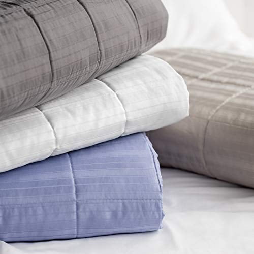 Machine Washable Durable Smooth /& Soft Breathable Luxurious 96 x 96 Full//Queen Size Dusk Blue Welhome Alexander 100/% Cotton Sateen Stripe Oversize Quilt