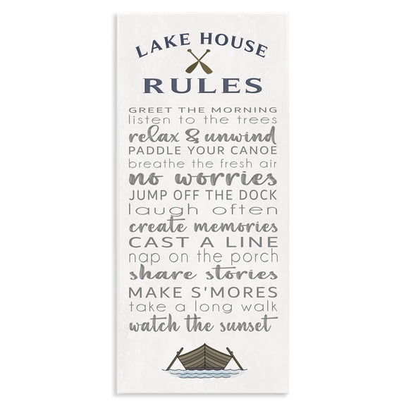 Stupell Industries Fun Lake House Rules Signs and Rules Painting Unframed Art Print Wall Art, 7 x 17