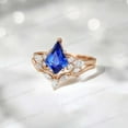 thumbnail image 3 of KANISHKAGEMS&JEWELS 2Ct 9x7mm / Kite Cut Sapphire Bridal Wedding Ring Set CZ Diamond V Shape Proposal Band September Birthstone Gift Ring Set, 3 of 3