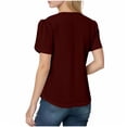 thumbnail image 4 of Ahabrexf Solid Color Shirts for Women V Neck Short Sleeve Polyester Casual Top 1Pc, 4 of 6