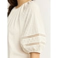 thumbnail image 4 of Time and Tru Women's Lace Trim Top with Puff Sleeves, Sizes XS-XXXL, 4 of 5