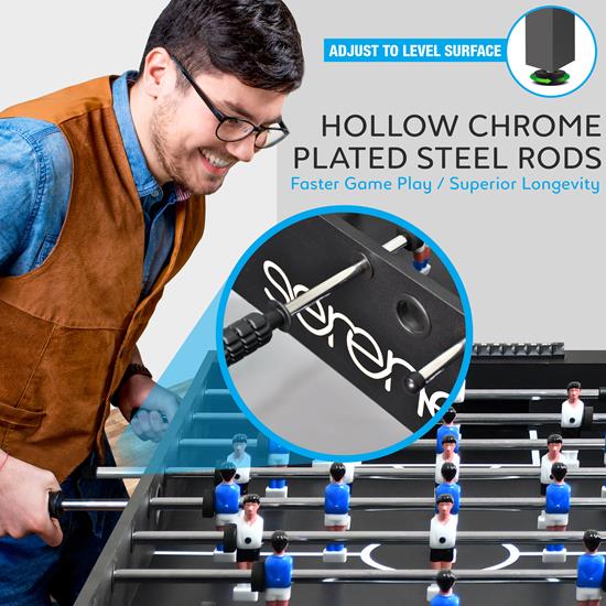 48in Competition Sized Foosball Table, Soccer for Home, Arcade Game Room, 2 Balls, 2 Cup Holders 2x4ft for Man Cave or Basement - Standing or Tabletop, Black
