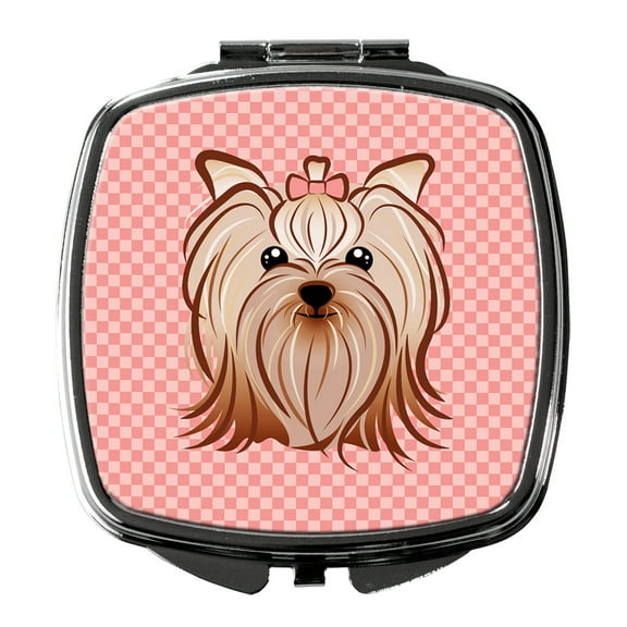 Pink Checkered Yorkie / Yorkshire Terrier Compact Mirror BB1138SCM