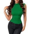 thumbnail image 3 of Karymi Summer Tops for Women 2026 Ribbed Knit Mock Neck Sleeveless Tank Top, Slim‑Fit Cami, Solid Stretchy Layering Blouse, Elegant Turtleneck Vest Summer Tops, 3 of 6