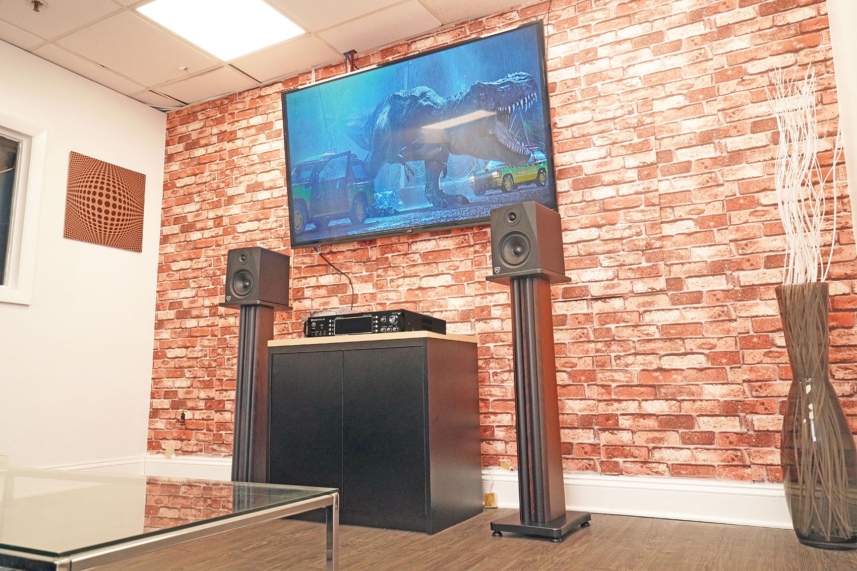 2 Rockville APM5B 5.25" USB Studio Monitor Speakers+36" Dark Wood Premium Stands