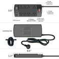 thumbnail image 4 of Surge Protector Power Strip , ONDOG 6ft Extension Cord with 8 Outlets and 3USB Ports & 1USB C Port, 2700 Joules, ETL Listed, Black, 4 of 6