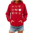 thumbnail image 4 of Craaazy Cozy Hoodies for Women Valentine's Day Drawstring Long Sleeve Hooded Tops with Pockets Gifts, 4 of 9