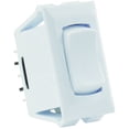 thumbnail image 1 of JR Multi Purpose Switch 12695 12 Volt; Single Pole Double Throw SPDT; Momentary-On/Off/Momentary-On Switch; Rocker; 1.125 Inch x 0.550 Inch Cutout; 1.120 Inch x 0.547 Inch Switch; Non-Lighted; White, 1 of 2