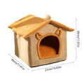 thumbnail image 3 of Hvmvliv Cat House Large Cat Beds for Indoor Cats Removable Washable Thicken Plush Winter Warm Soft Comfy Pet Bed for Small and Medium Size Pets Brown, 11.8x11.8 in, 3 of 6