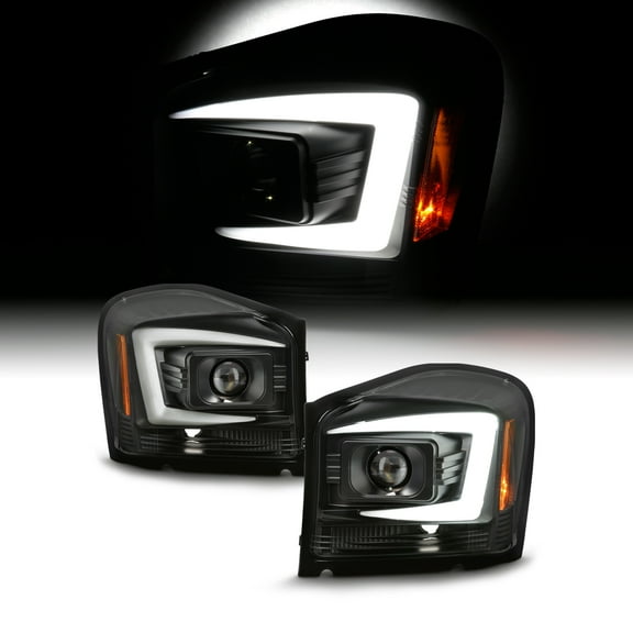 AKKON - Fits 2004 2005 2006 Dodge Durango LED [C-Tube] Projector Black Headlights Pair Driver Left   Passenger Right