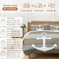thumbnail image 6 of White Anchor Comforter Set Twin Size, Costal Brown Grey Stripes Wood Grain Bottom Soft Bedding Set for Man Woman, 4 Pieces Duvet Cover Set with Fitted Sheet, 2 Pillowcases, 6 of 9