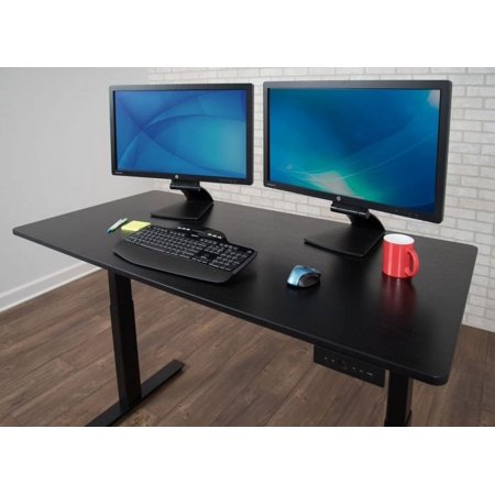UPC: 0847210035060 | Luxor 60  3-Stage Dual-Motor Electric Stand Up Desk – Black Oak