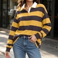 thumbnail image 6 of Mifsaly Womens Oversized Sweatshirts Striped Button Down Collared Pullover Tops Fall Winter Fashion Stylish Y2K Street Daily Going Out Lounge Outfits, 6 of 9