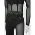 thumbnail image 5 of inlzdz Kids Girls Sparkly Rhinestone Full Body Dance Unitards Figure Skating Jumpsuit Gymnastic Dancewear Black 8, 5 of 6
