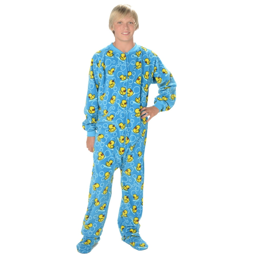 Footed Pajamas Footed Pajamas Splish Splash Blue Kids Fleece Onesie