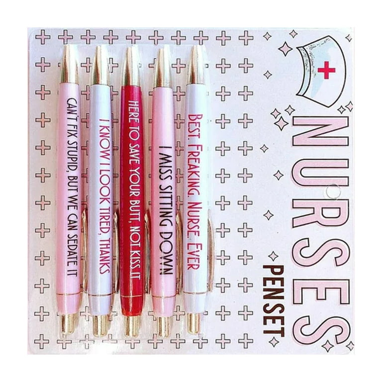 MYHJL Funny DIY Pens Nurses Pen Set Spoof Fun Ballpoint Pen Set Premium  Glitter Novelty Pens Set Christmas Party Office Favors Swear Word Daily Pen