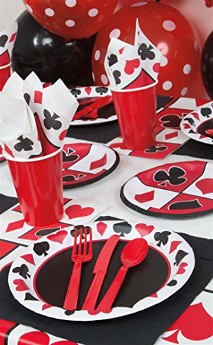 Extra Thick Premium Casino Poker Themed Party Small Paper Plates for Poker Parties. 48 Count Disposable