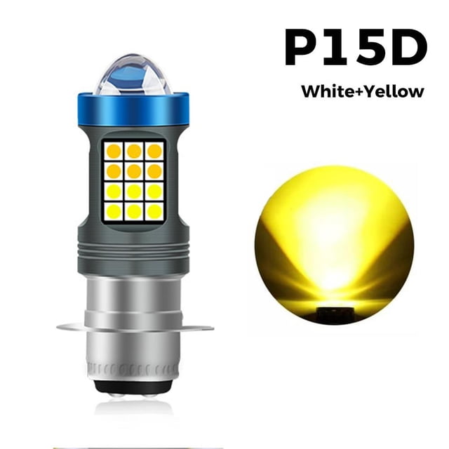 Led Motorcycle Headlight H4 BA20D P15D White And Yellow Super Two-color Bright Lens Headlight
