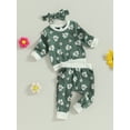 thumbnail image 3 of GXFC Infant Girl Fall Long Pants Outfits Newborn Girl Long Sleeve Flower Print Sweatshirt Tops and Pants and Headband 3Pcs Casual Autumn Clothing Set for Toddler Baby Girl 0-24M, 3 of 9