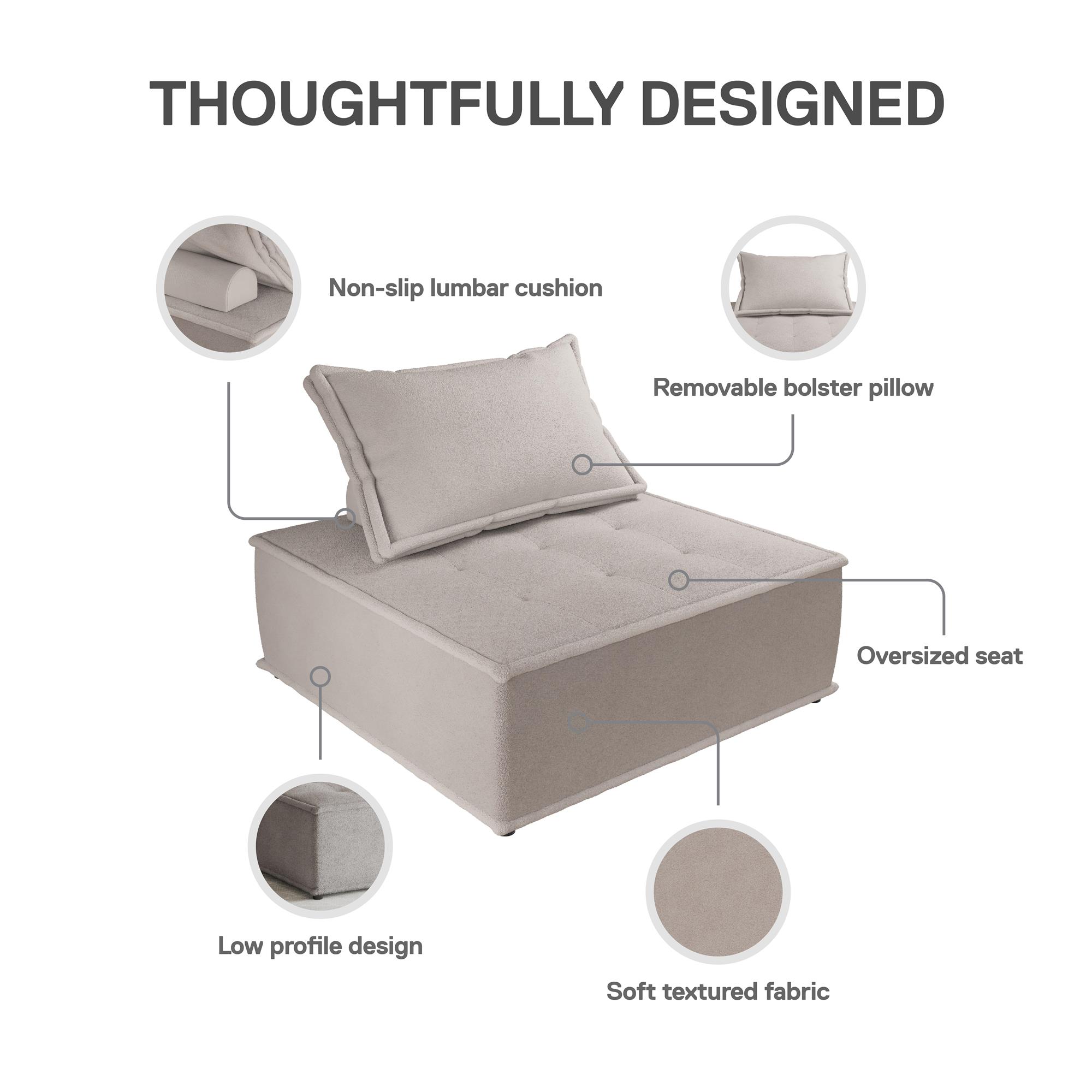 DHP Paloma Upholstered Accent Chair, Textured Taupe Fabric